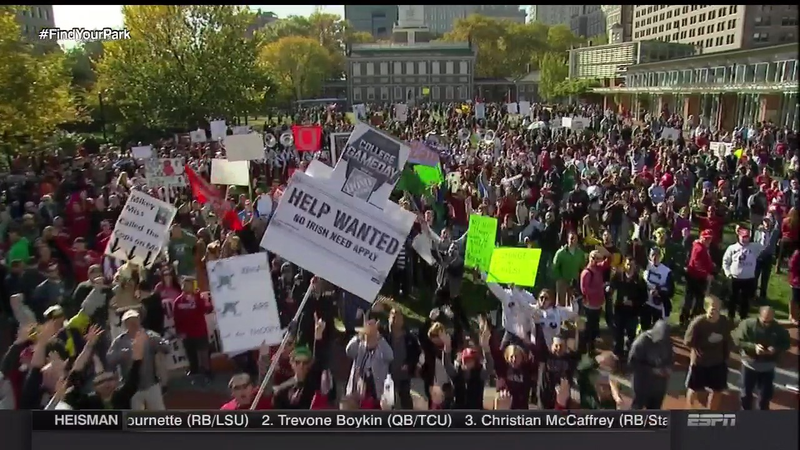 Illustration for article titled Hinkie Traded This Sign For Draft Picks: Your Philadelphia College GameDay Sign Roundup